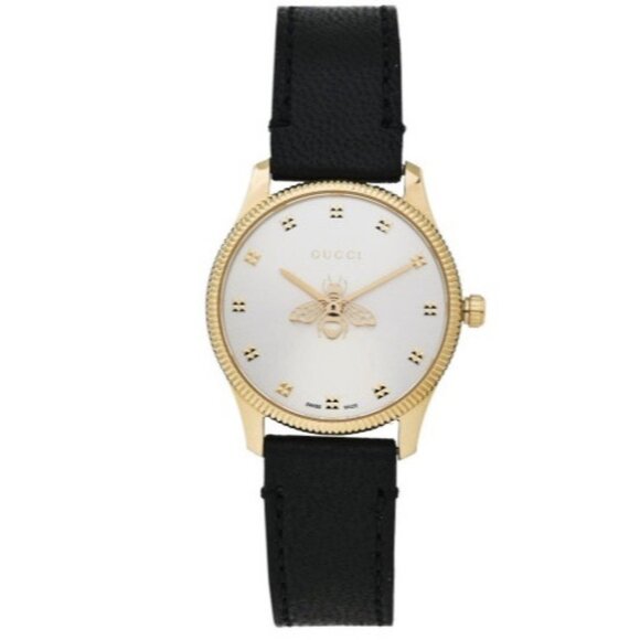 Gucci G-Timeless Bee Quartz Calfskin Strap Watch Black 29mm 632794 main image 2